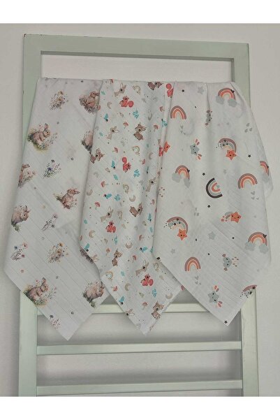 Alpıno حديثي الولادة، 100% قطن، 85 سم × 85 سم، بطانية موسلين متعددة الأغراض، بطانية أطفال، قماش موسلين (3 قطع)