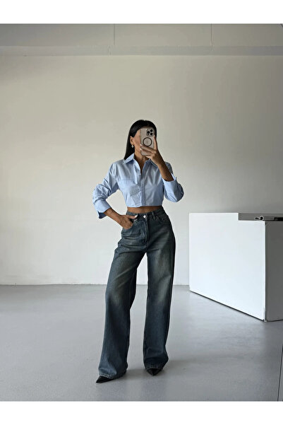 BALİNA Yıkama Detaylı Retro Baggy Jean Açık Yeşil Tint - THE SOLO