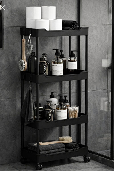 Mim Life Banyo Rafı Mıtfak Rafo Tekerlekli 4 Katlı Organizer Baharatlık Sakla...