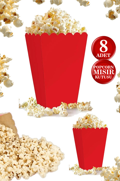 karanca parti süs Red 8-Piece Popcorn Corn Box Popcorn Bucket