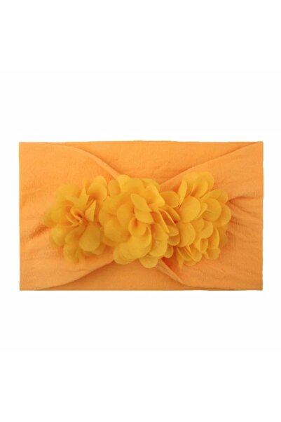 Superbaby Bentita lata galben mustar pentru fetite cu floricele aplicate