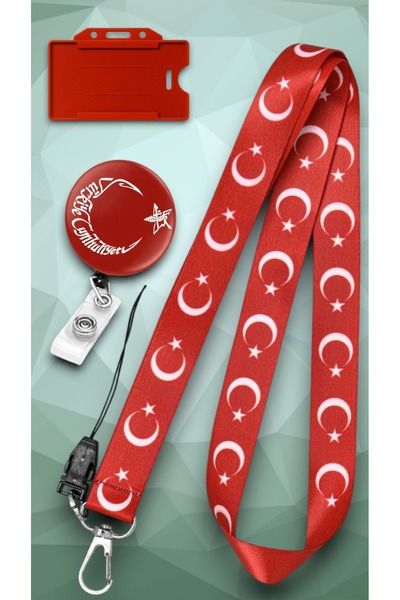 chic crazze مجموعة من 3 قطع من حبال تعليق الهاتف بتصميم العلم التركي مع شارة ...