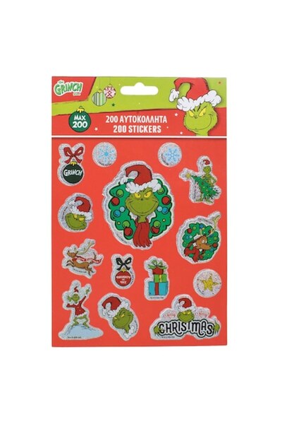 SHOPIENS Set de autocolante decorative Grinch de Crăciun, 200 buc, 4 coli pen...