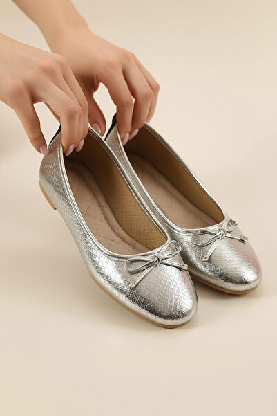 Solario Shahmeran Bow Detailed Patent Leather Casual Women's Flats and Home S...