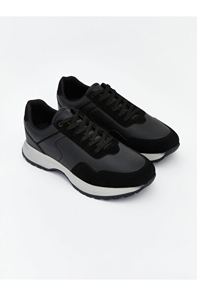 LC Waikiki Black Leather Look Men's Sports Shoes