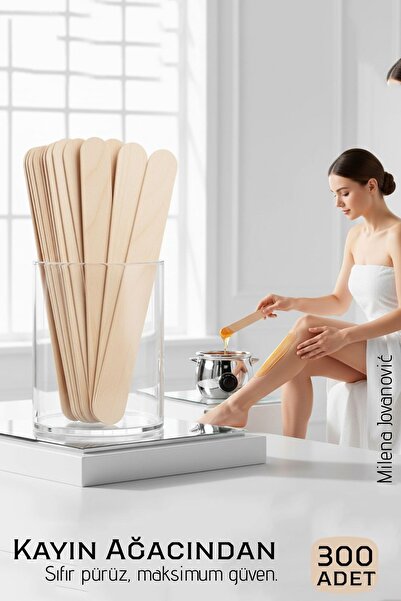 Ahşap Ağda Spatulası 300’lü Paket - Profesyonel Salon Tipi Steril ve Pürüzsüz Yüzey - 14 cm