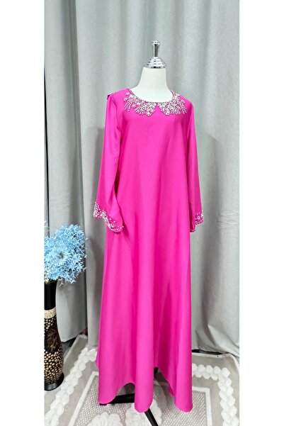 Diva style جلابية كريب فوشي بوشاح خلفي وشغل يدوي