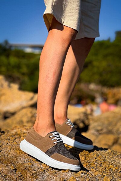 Mhoda Shoes حذاء كلاسيكي للرجال من RLX 042 مصنوع من الجلد السويدي والكتان برباط للاستخدام اليومي - لون أسمر