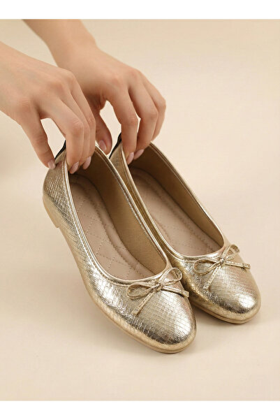 Solario Shahmeran Bow Detailed Patent Leather Casual Women's Flats and Home S...