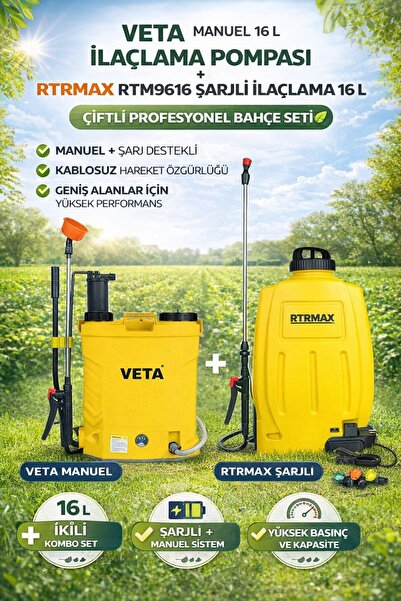 Toptancı Amca 16 Litre İlaçlama Pompası Manuel + Şarjlı İlaçlama Pompası 16 L...