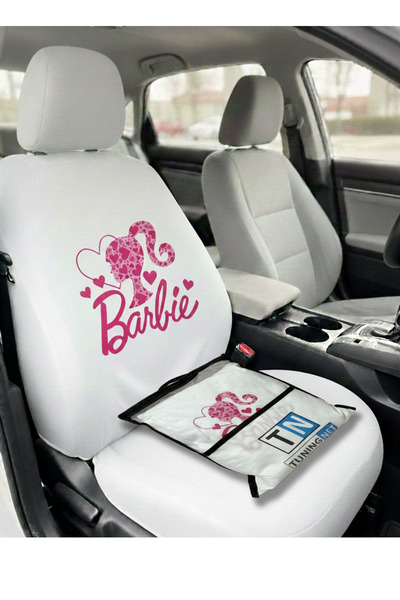 sahmeran oto aksesuar BARBİE DESENLİ BEYAZ RENK OTO SERVİS KILIFI ARAÇ KOLTUK...