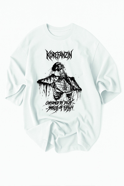 Korefanzin Gothic Skeleton Dead Unisex O Oversized T-Shirt
