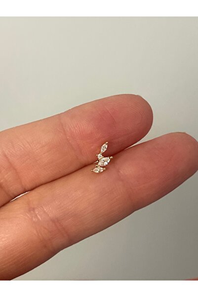 denizden silver Markiz taşlı gümüş piercing