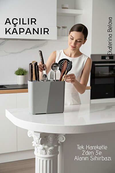 Transformacion Smart Sliding Knife and Spoon Holder Organizer - Adjustable Countertop Kitchen Organizer 722573