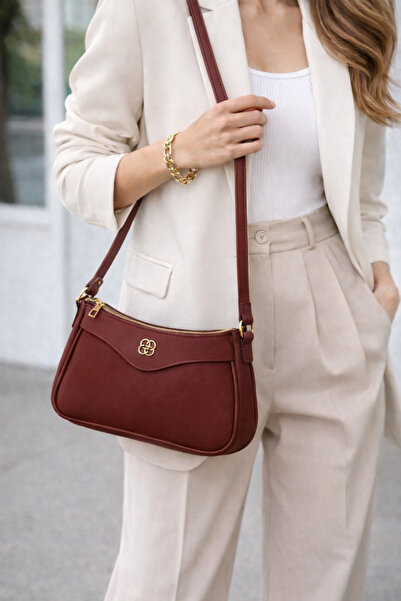 Ermira Kadın Omuz Çantası - Gold Logolu , Minimal Tasarım