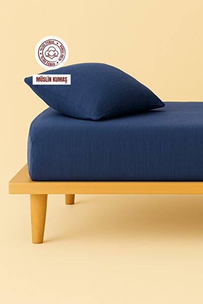 sutra 100% Cotton Muslin Fabric Single Fitted Sheet Set