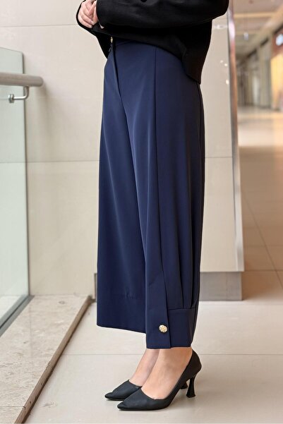 sentez giyim Sentez Venüs Paçası Pileli Düğmeli Pantolon