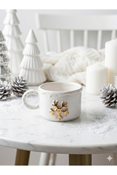 Deniz Kızı Seramik Snowflake Handmade Ceramic Cup / Christmas Gift