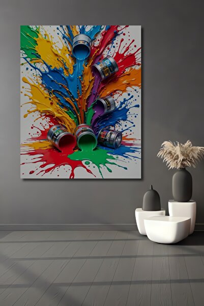 Teona Ahşap Explozie de culori vii, pictură decorativă pe lemn cu aspect de p...