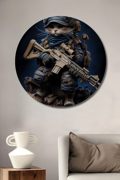 Teona Ahşap Διακοσμητικός ξύλινος πίνακας με ελαιογραφία στρογγυλό τοίχο με ε...