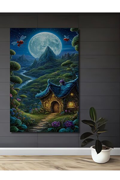 Teona Ahşap Masalsı Orman Evi Tablou decorativ din lemn cu aspect de pictură ...