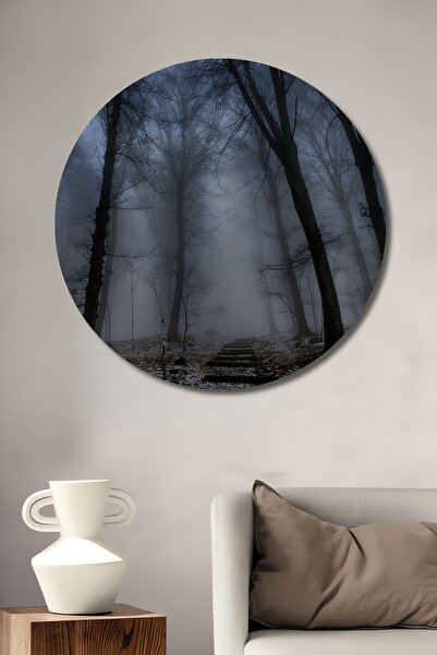 Teona Ahşap Gizemli Orman Yolu Tablou decorativ din lemn Pictură rotundă de p...