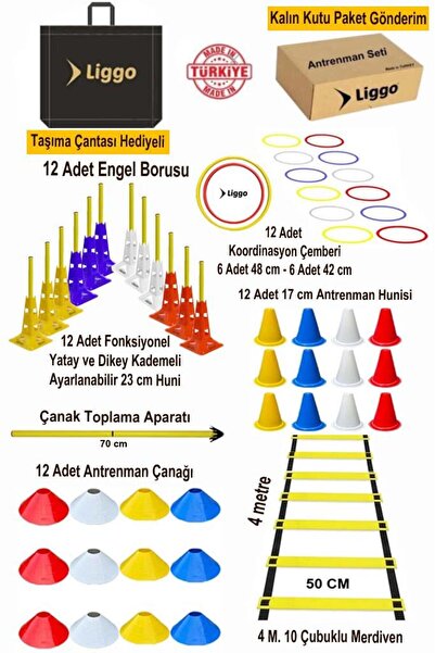 Liggo Profesyonel Olimpik Fonksiyonel Antrenman Seti Huni Çanak Çember Merdiven Eğitim Seti