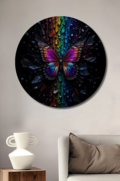 Teona Ahşap Pictură decorativă pe lemn cu aspect de pictură în ulei cu flutur...