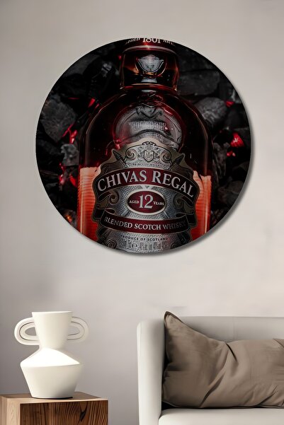Teona Ahşap Chivas Regal 12 Year Old Whisky Ξύλινο Διακοσμητικό Τραπέζι Ζωγρα...