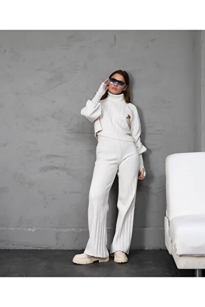 REDMİNA fashion Corded Fabric Knitwear Set with Teddy Bear Detail