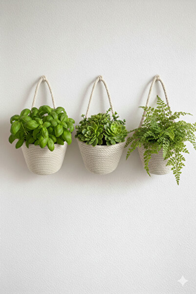 ÖRGÜM سلة زخرفية صغيرة مكونة من 3 قطع لا تشمل النباتات أو الأرفف