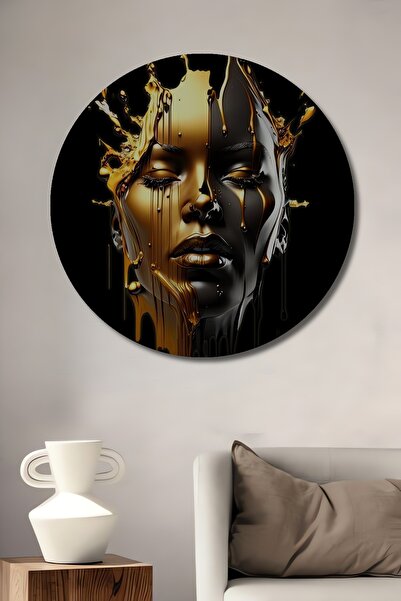 Teona Ahşap Pictură decorativă din lemn cu artă abstractă pentru femei, Golde...