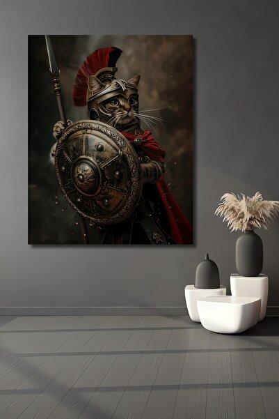 Teona Ahşap Tablou decorativ din lemn cu aspect de pictură în ulei Spartan pi...