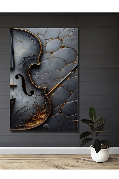 Teona Ahşap Tablou decorativ din lemn cu vioară și arc, artă abstractă, cu ac...