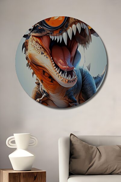 Teona Ahşap Dinozaur amuzant cu ochelari, pictură decorativă din lemn cu aspe...