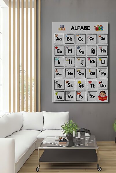 Teona Ahşap Tabel educativ cu alfabetul, tablă decorativă din lemn