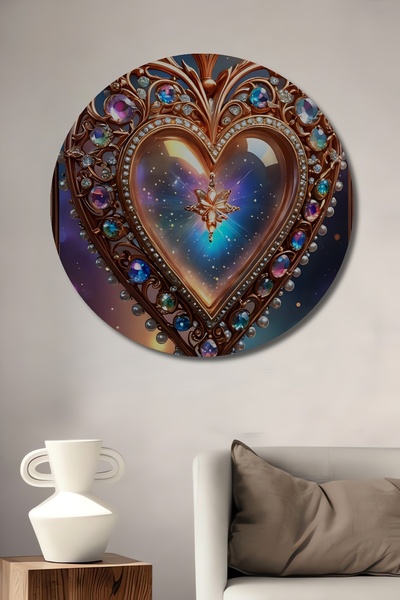 Teona Ahşap Pictură decorativă din lemn cu design de pandantiv inimă impunăto...