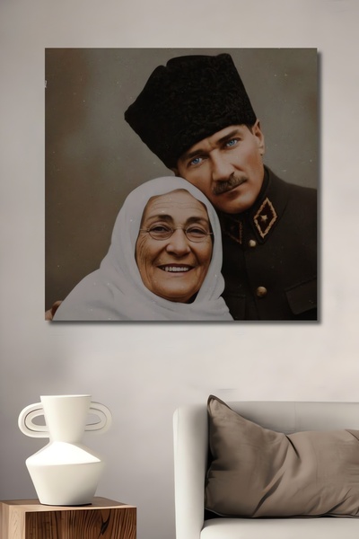 Teona Ahşap Ατατούρκ και η μητέρα του Ζουμπέιντ Χανίμ, Ξύλινο Διακοσμητικό Τρ...