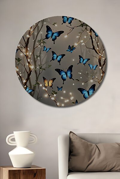 Teona Ahşap Fluturi albaștri, copaci strălucitori, pictură în ulei, tablou de...