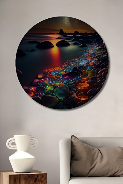 Teona Ahşap Pictură decorativă rotundă pe perete, cu aspect de pictură în ule...