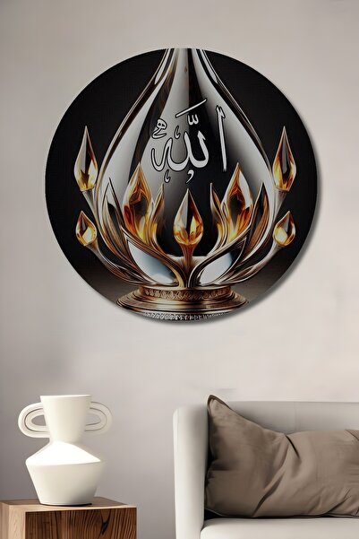 Teona Ahşap Pictură decorativă rotundă de perete, cu aspect de cristal de lux...