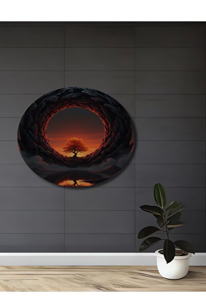 Teona Ahşap Tablou decorativ din lemn cu aspect de pictură în ulei, Arborele ...