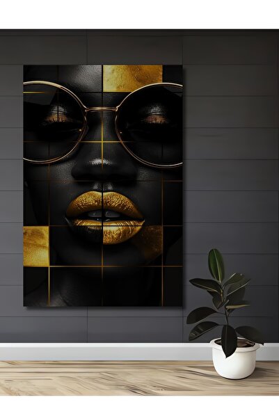 Teona Ahşap Χρυσά Χείλη Μαύρες Γυναίκες Ελαιογραφία με Μοντέρνα Εμφάνιση Τέχν...