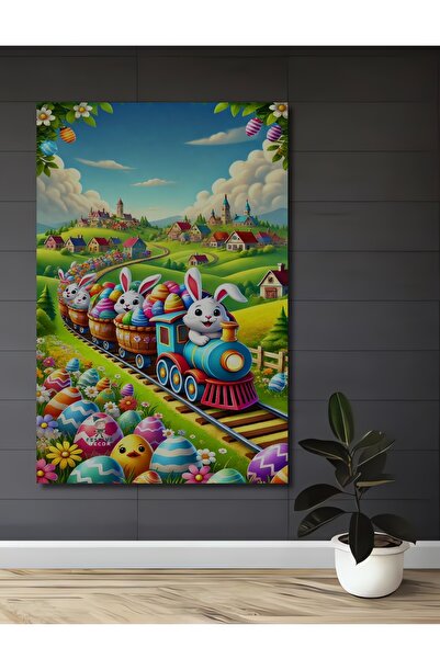 Teona Ahşap Tren de Paște cu iepuraș distractiv, pictură decorativă din lemn ...