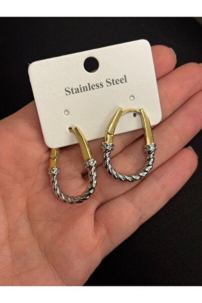 Butik S.steel Çelik Kadın Çift Renk U Küpe