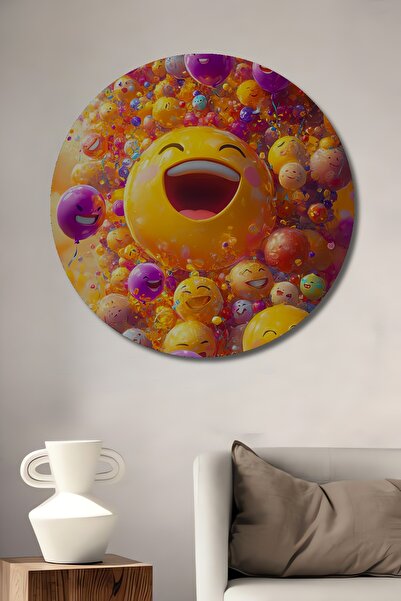 Teona Ahşap Față de perete rotundă decorativă din lemn cu aspect de acuarelă,...