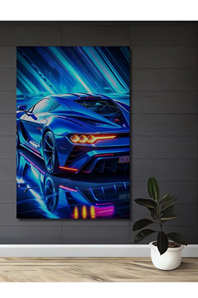 Teona Ahşap Pictură decorativă pe lemn cu aspect de mașină sport futuristă al...