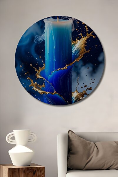 Teona Ahşap Διακοσμητικό ξύλινο τραπέζι με εμφάνιση μυστικής μπλε λαδομπογιάς