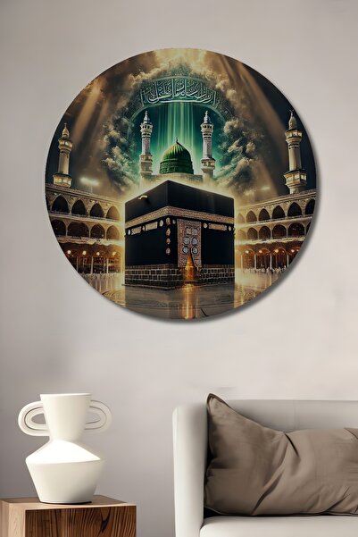 Teona Ahşap Pictură murală rotundă din lemn decorativă cu aspect de pictură î...