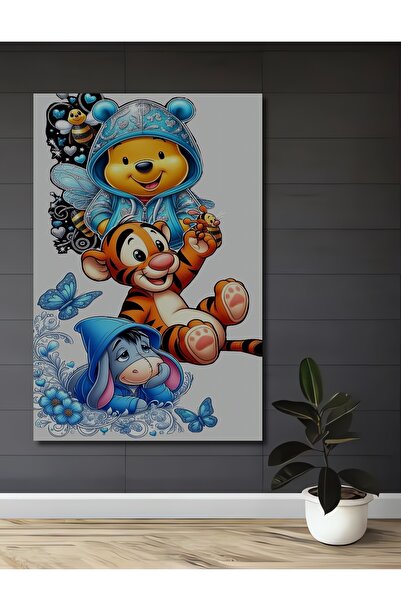 Teona Ahşap Γουίνι το Αρκουδάκι, Τίγρης, Γκρίζα ο Ίορε, Ξύλινος πίνακας με εμ...